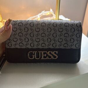 GUESS Monogram Black and Gray Clutch
